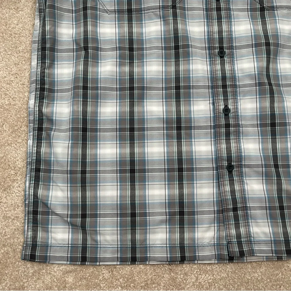 North Face Shirt Large Gray Button Up Plaid Short Sleeve Preppy Outdoor Men